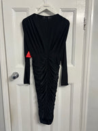 AX Paris Black Ruched Long Sleeve Midi Dress Size 10 BNWT